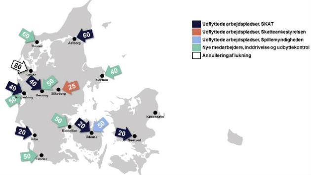 SKAT flytter 200 job til Fyn og Jylland